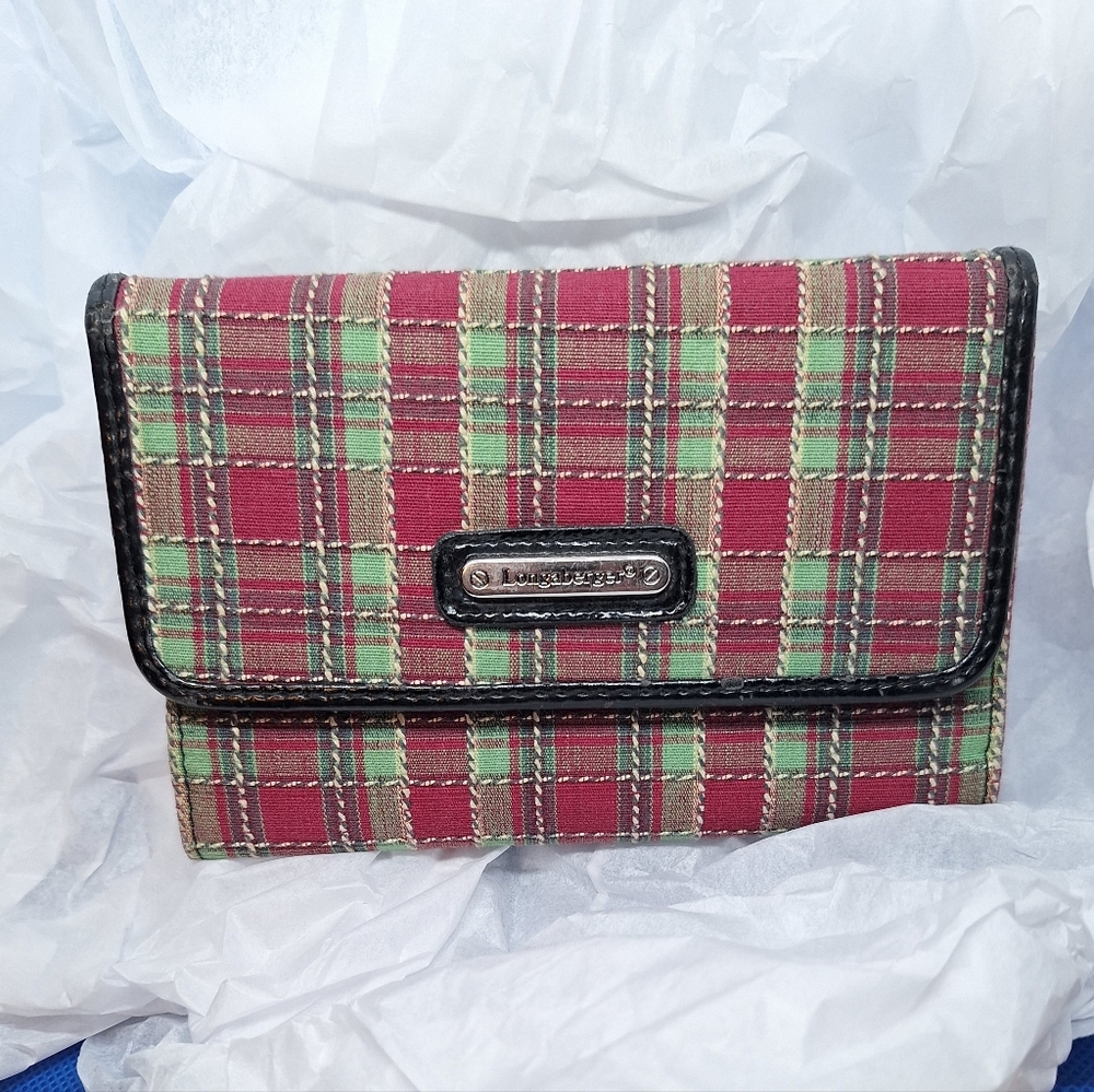 Longaberger red and green wallet EUC